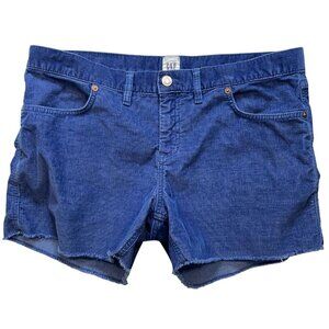 Gap Women's Cut Off Corduroy Shorts Frayed Hem Stretch Size 12 Blue Pockets